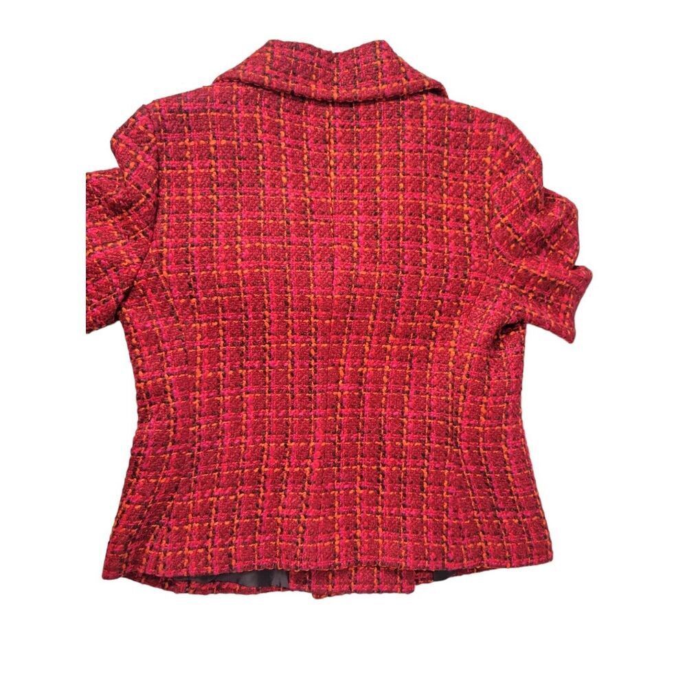 Talbots Wool Blend Blazer Womens 8 Tweed Burgundy Old Money Textured Jacket - Picture 9 of 12
